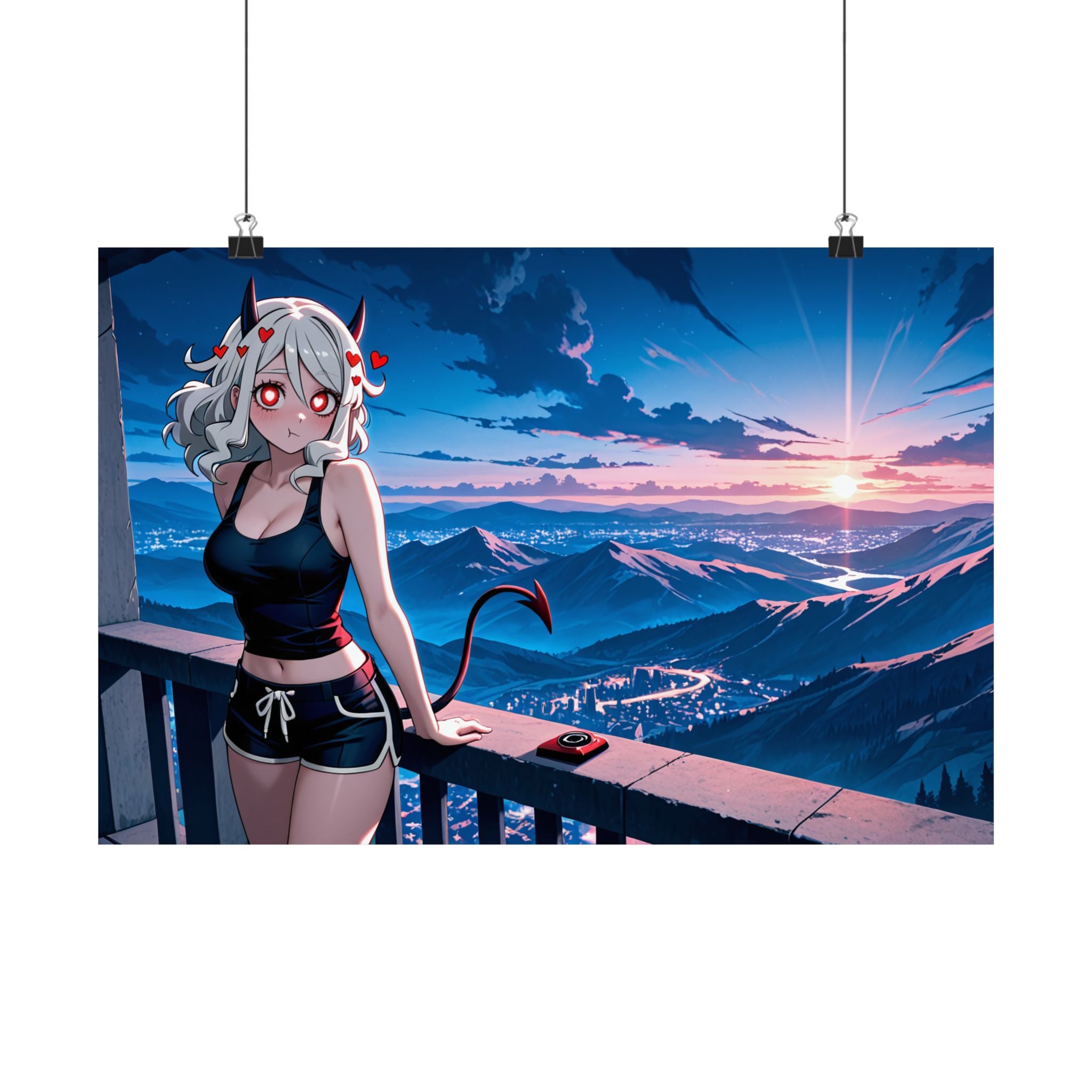 Modeus Helltaker Anime Wall Art Poster | Pinup Gaming Room Print