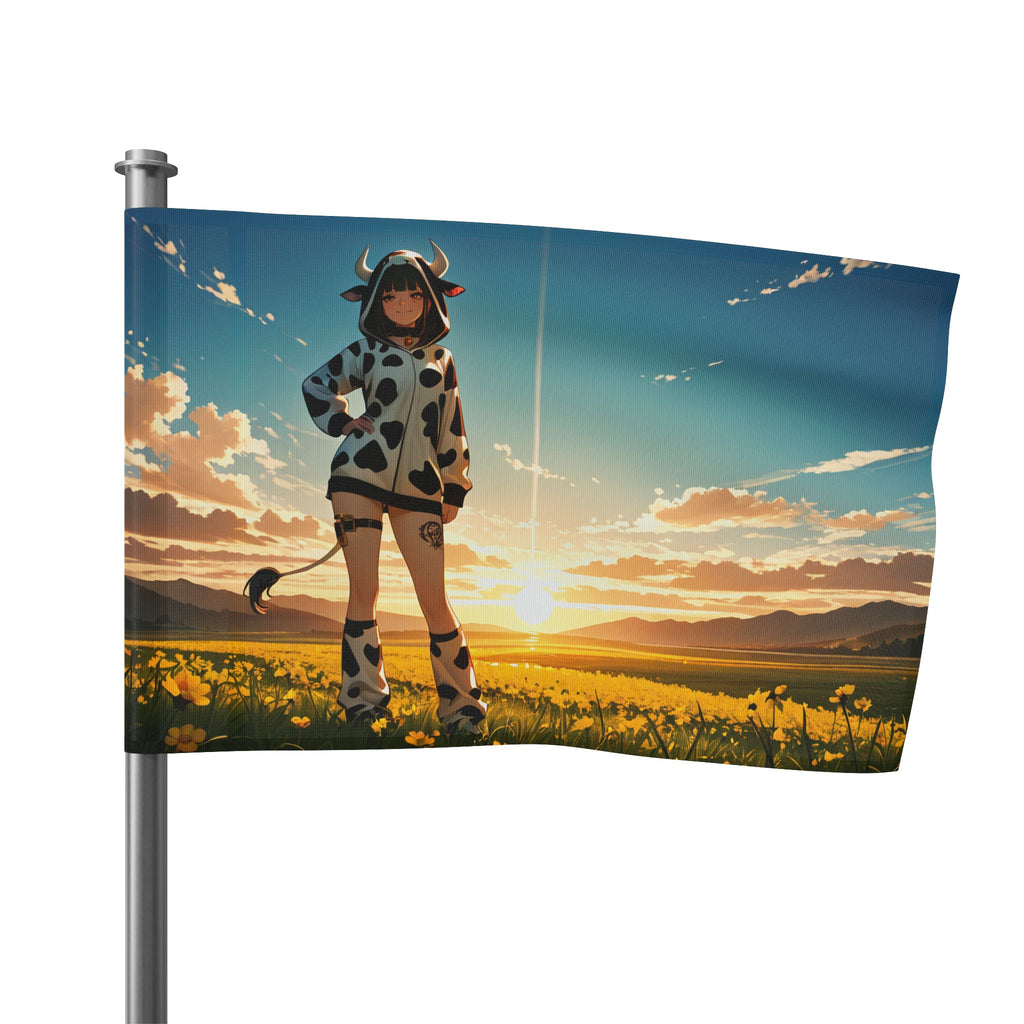 Blanc NIKKE Wall Flag Cow-Print Meadow Pinup Banner — Cow Girls Pt. 2