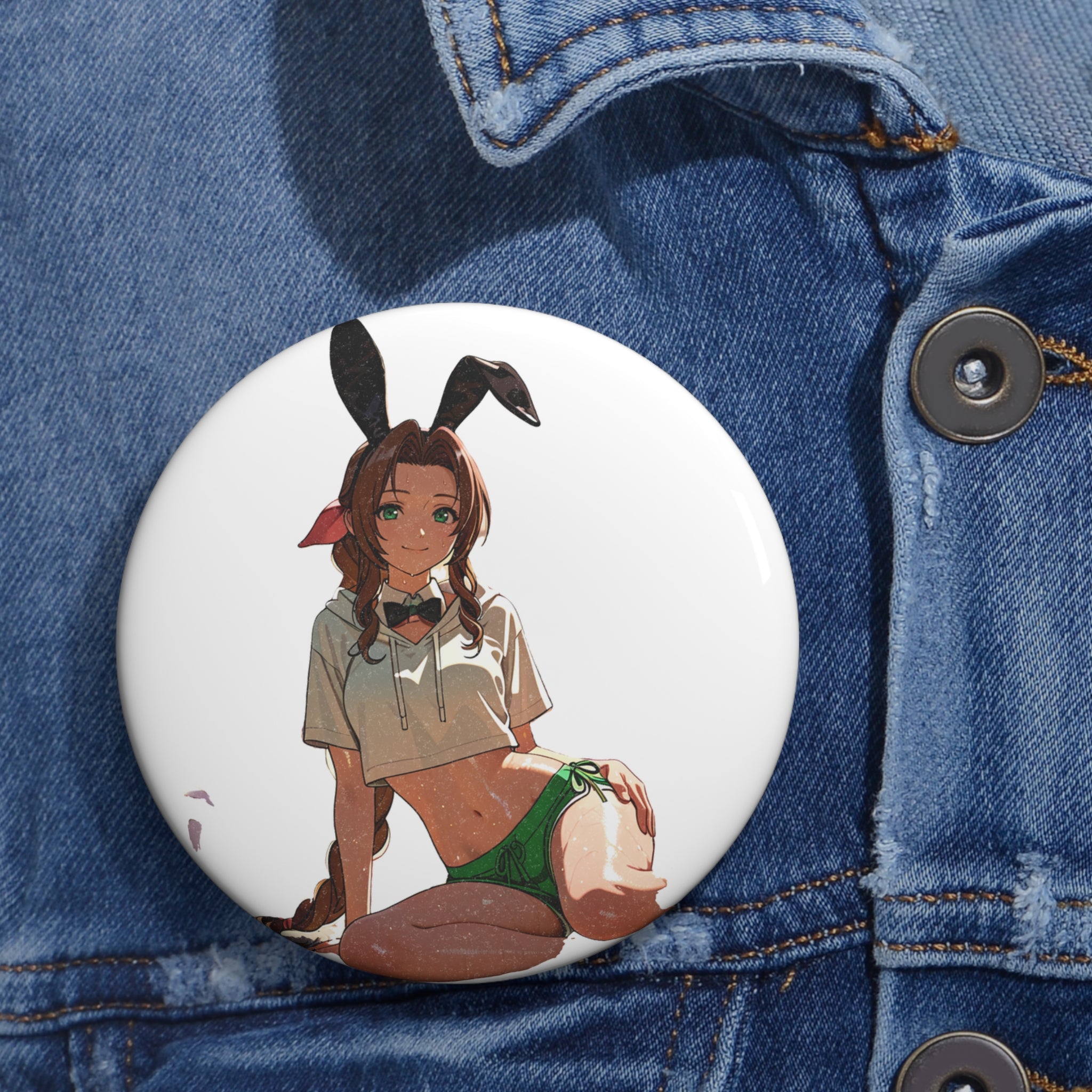 Aerith Final Fantasy VII Anime Pin Button | Bunny Girls Pt. 8
