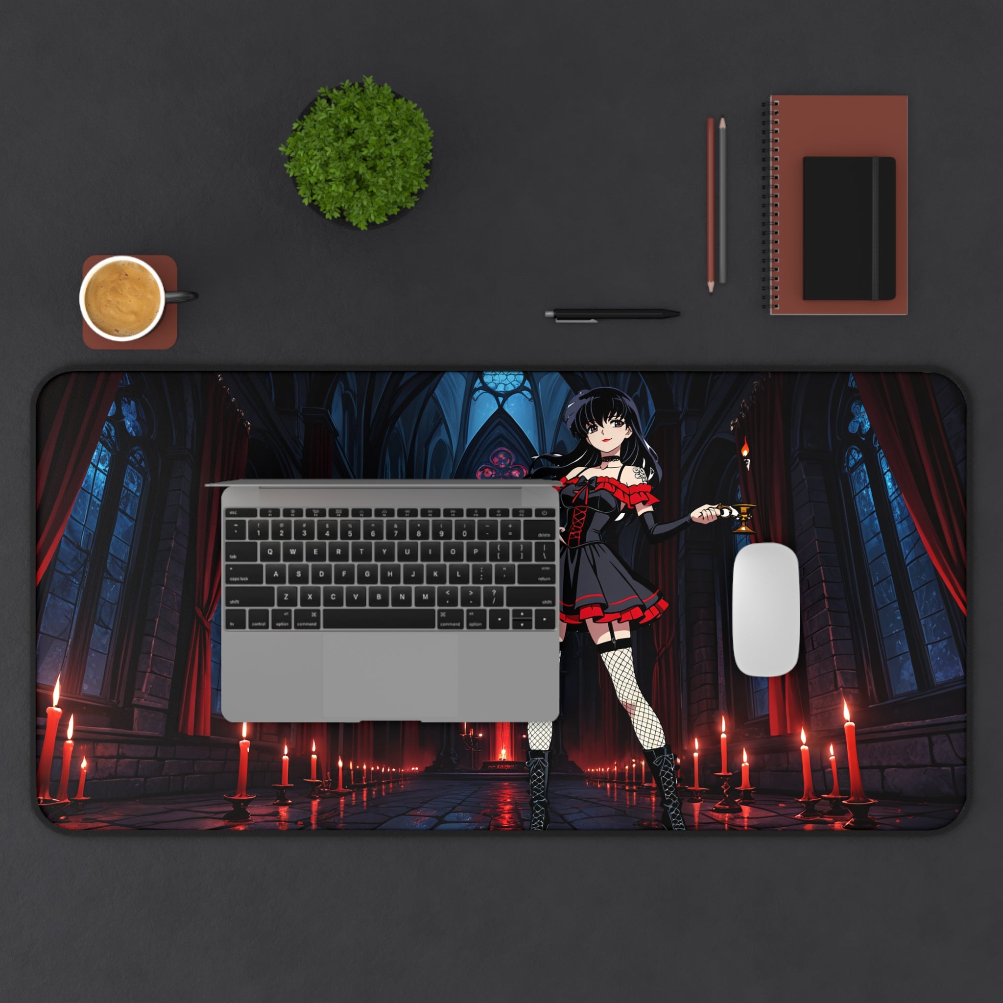 Kagome Inuyasha Gothic Spicy Anime Desk Mat | Dark Pinup XL Mouse Pad