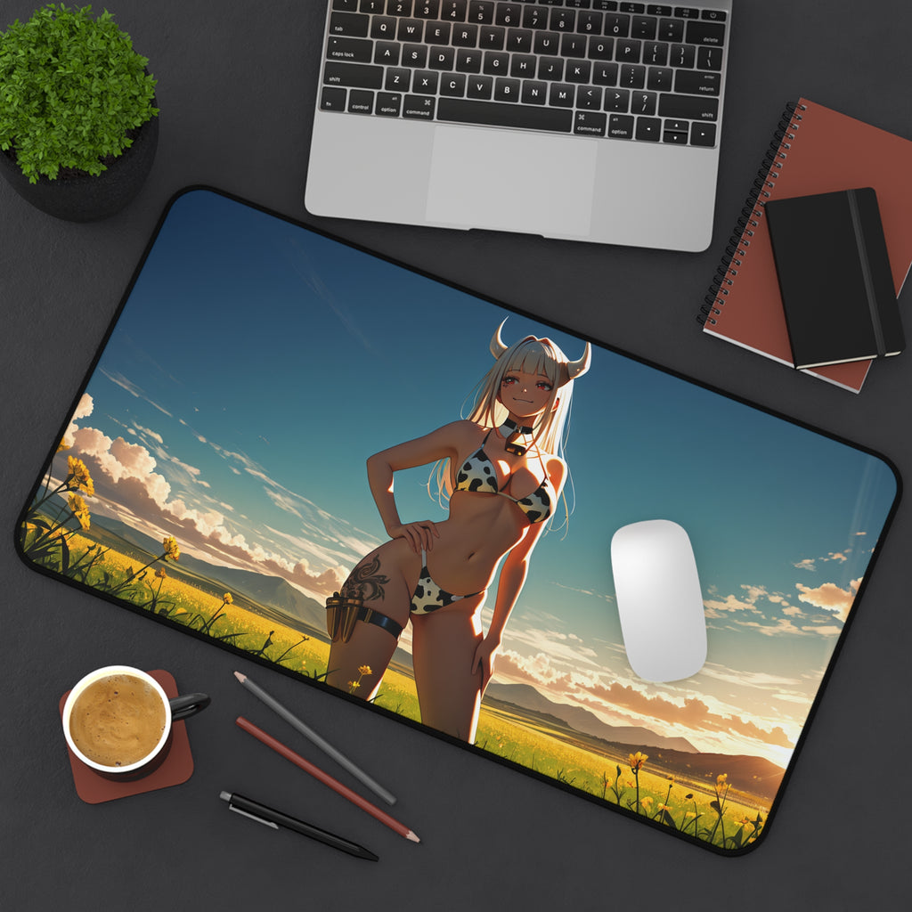 Blanc NIKKE Cow Print Anime Desk Mat Spicy Pinup — Cow Girls Pt. 2 (Spicy)