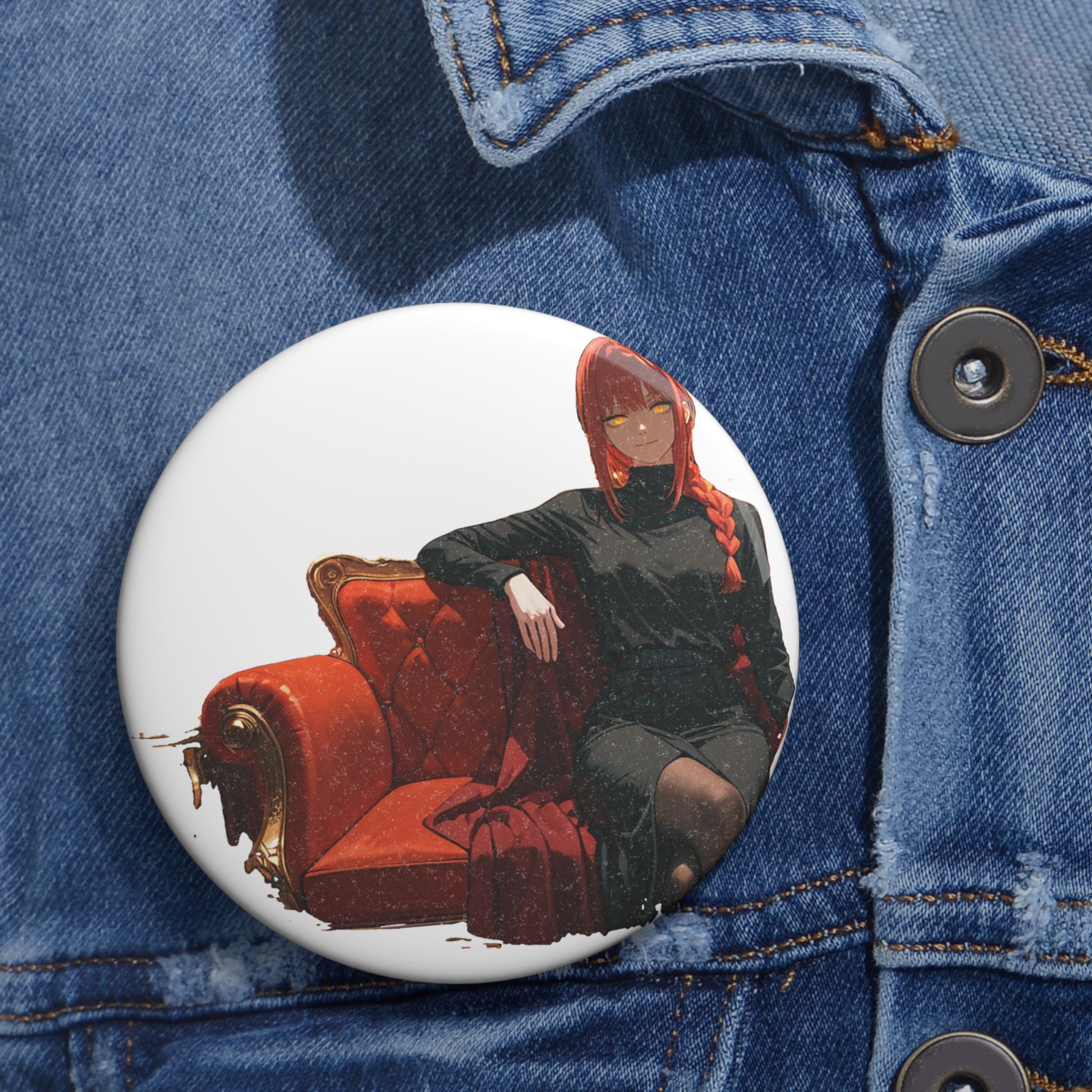 Makima Chainsaw Man Anime Pin Button Boudoir Pinup Fan Art Badge Boudoir Pt. 1