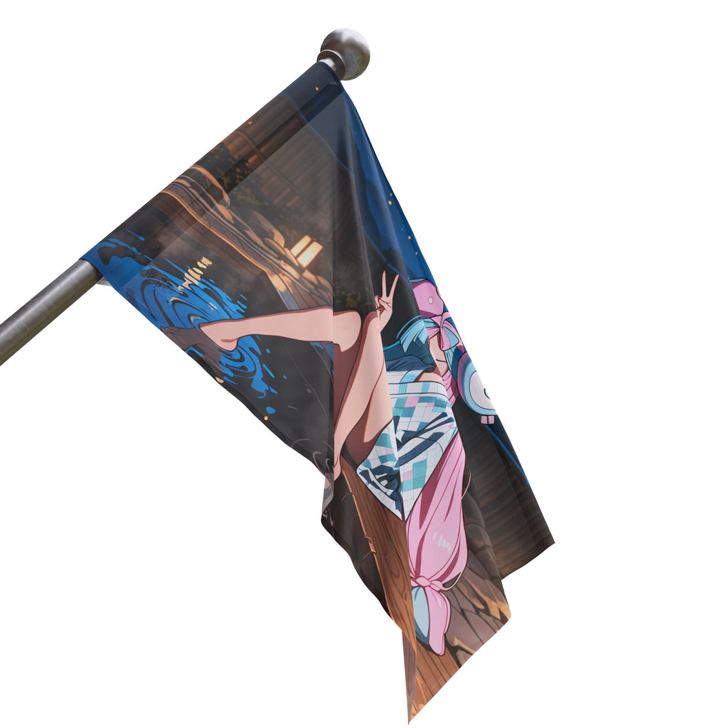 Iono Anime Wall Flag Moonlit Onsen Scene — Onsen Pt. 2