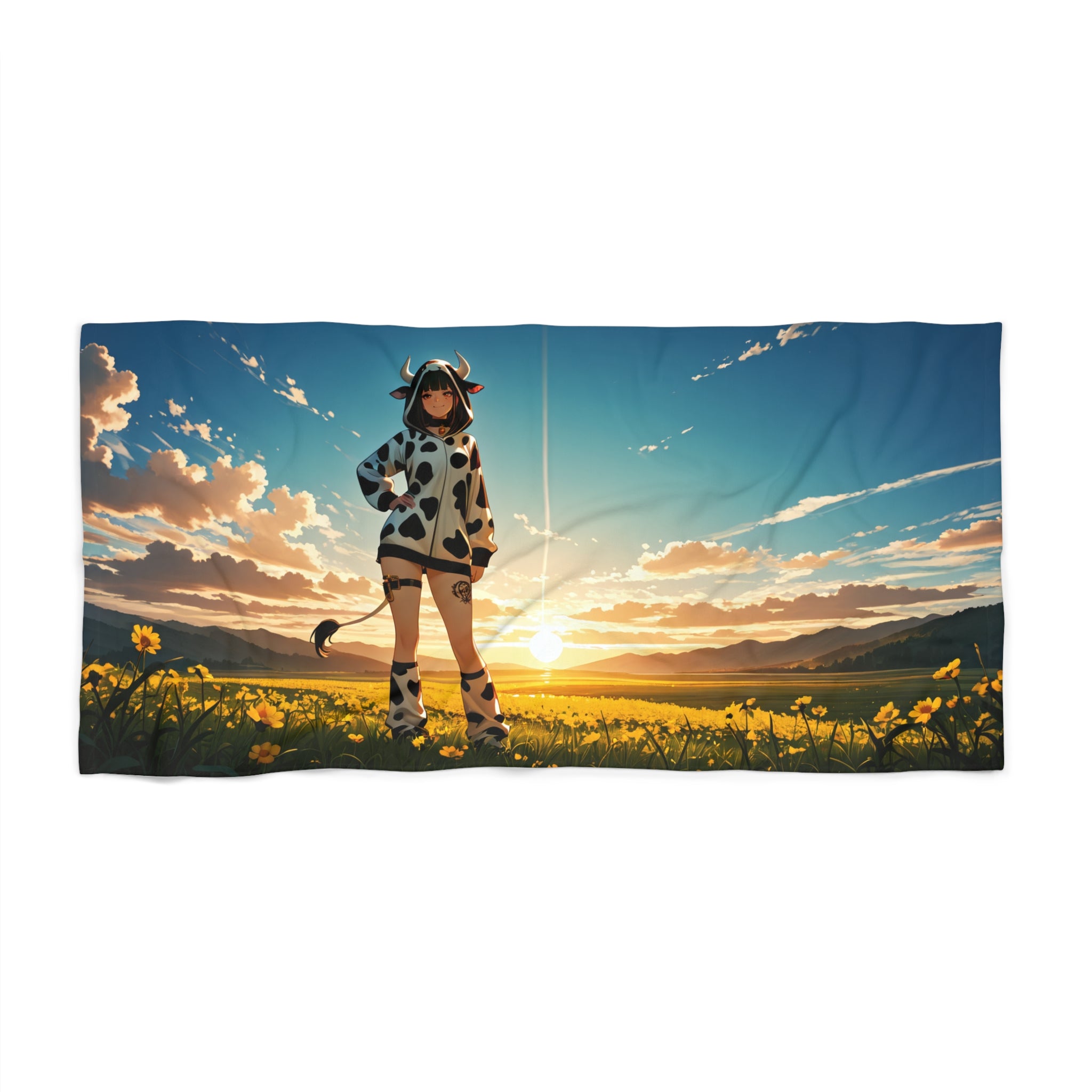 Blanc NIKKE Cow-Print Anime Beach Towel — Cow Girls Pt. 2