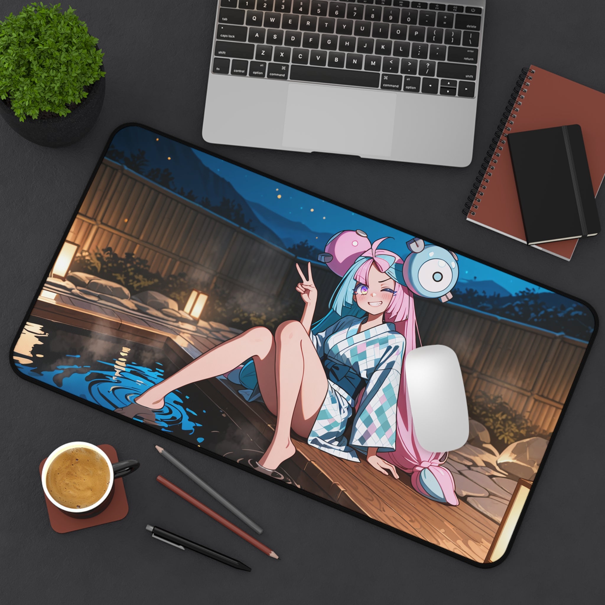 Iono Anime Desk Mat Moonlit Onsen Fan Art XL Mouse Pad — Onsen Pt. 2