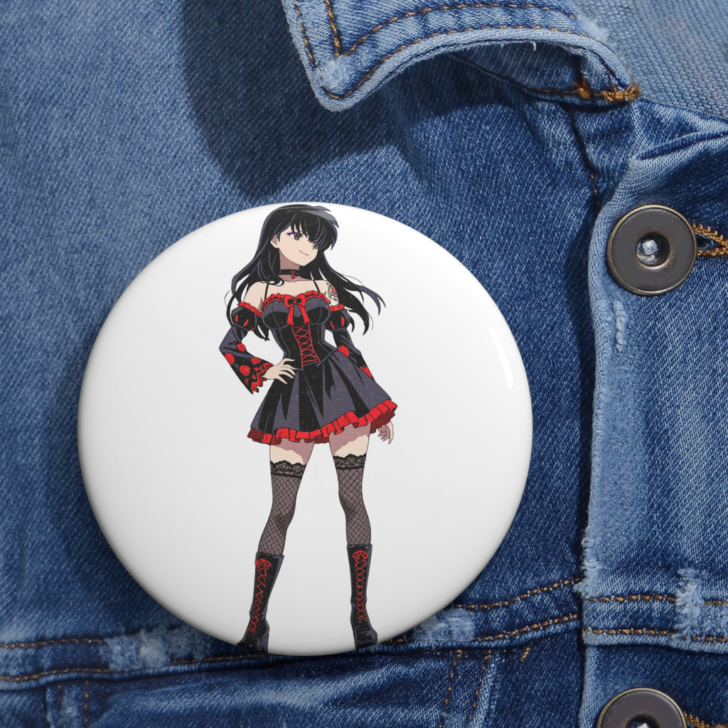 Kagome Inuyasha Gothic Anime Pin Button | Dark Fan Art Backpack Badge