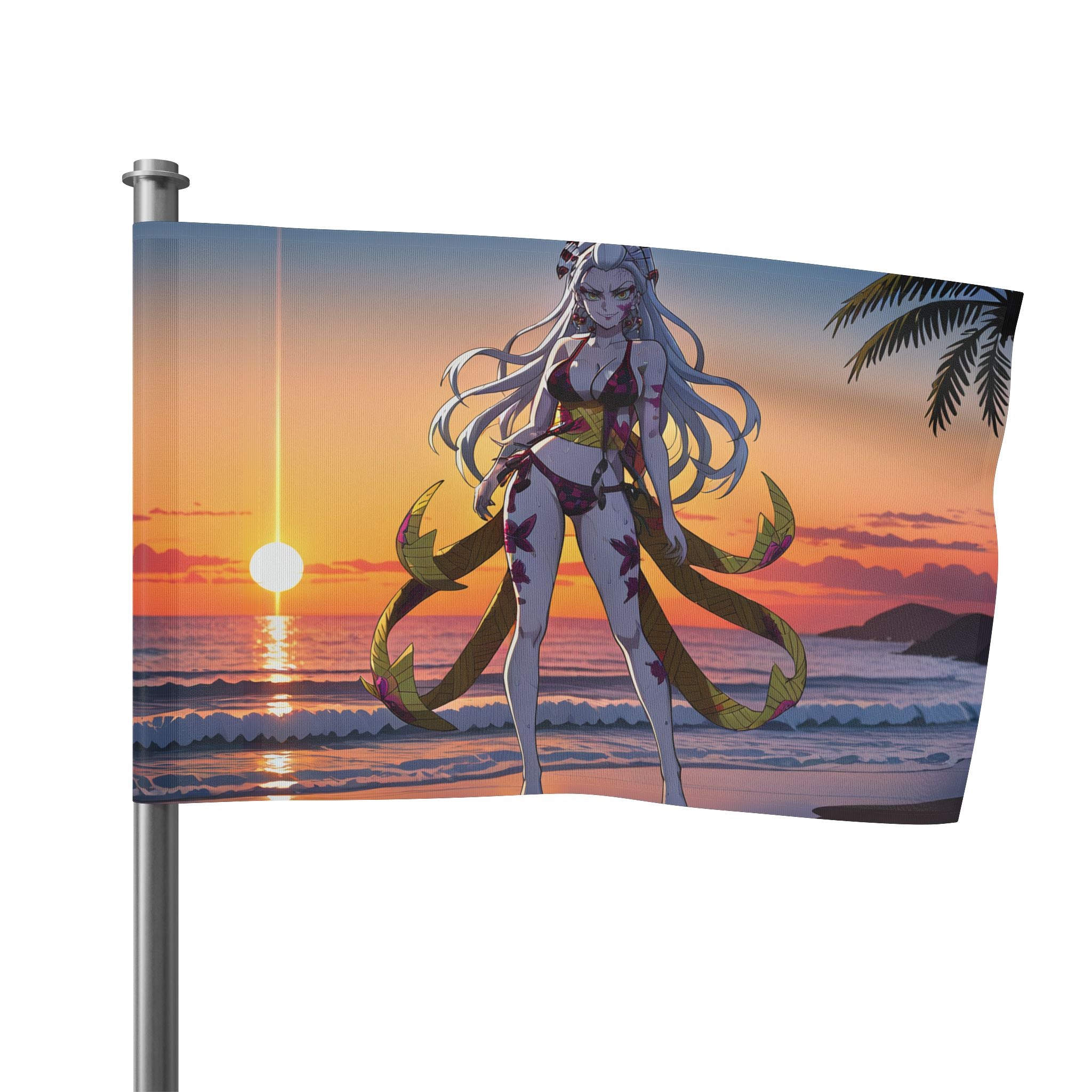 Daki Demon Slayer Spicy Wall Flag Sunset Beach Pinup — Beach Babes Pt. 2