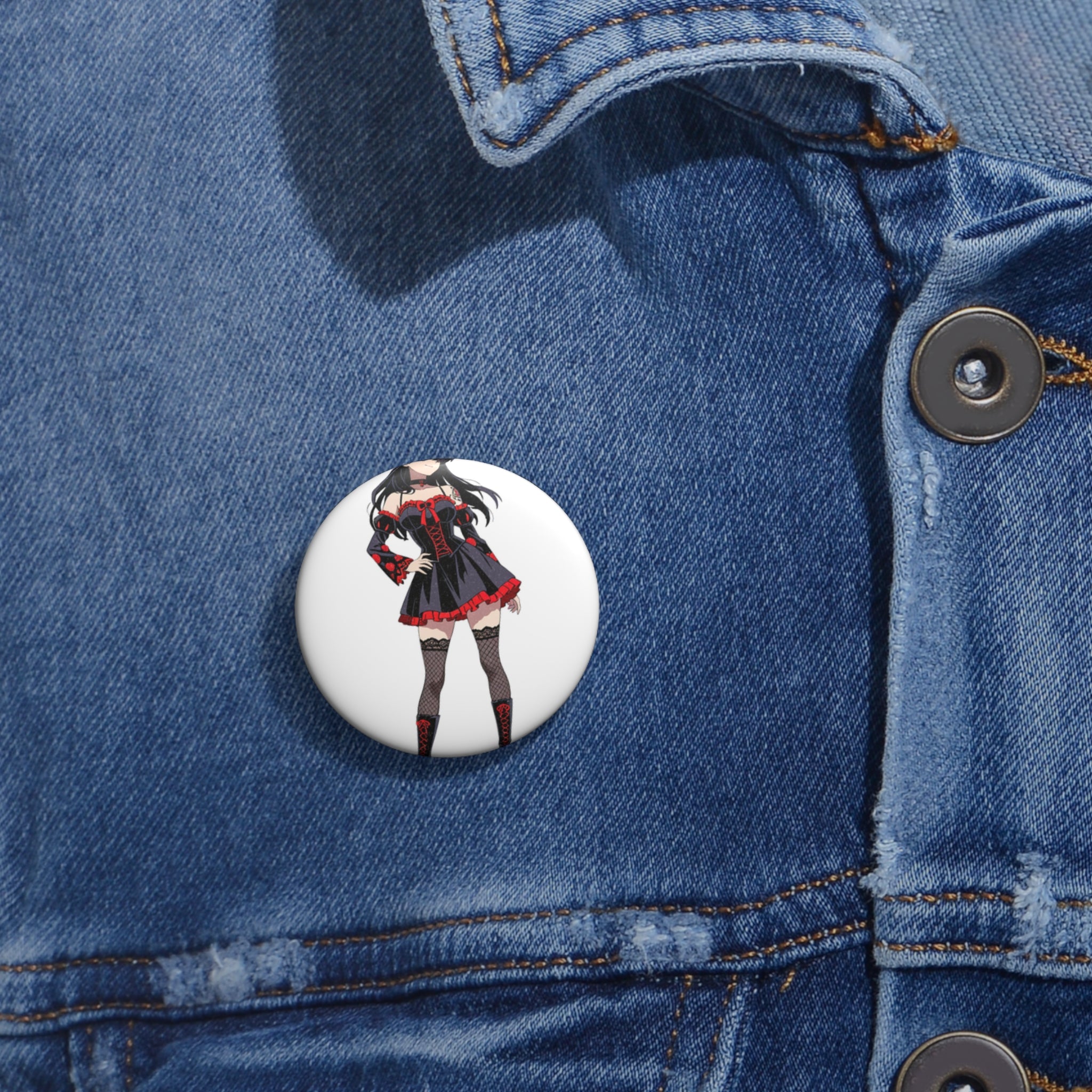 Kagome Inuyasha Gothic Anime Pin Button | Dark Fan Art Backpack Badge