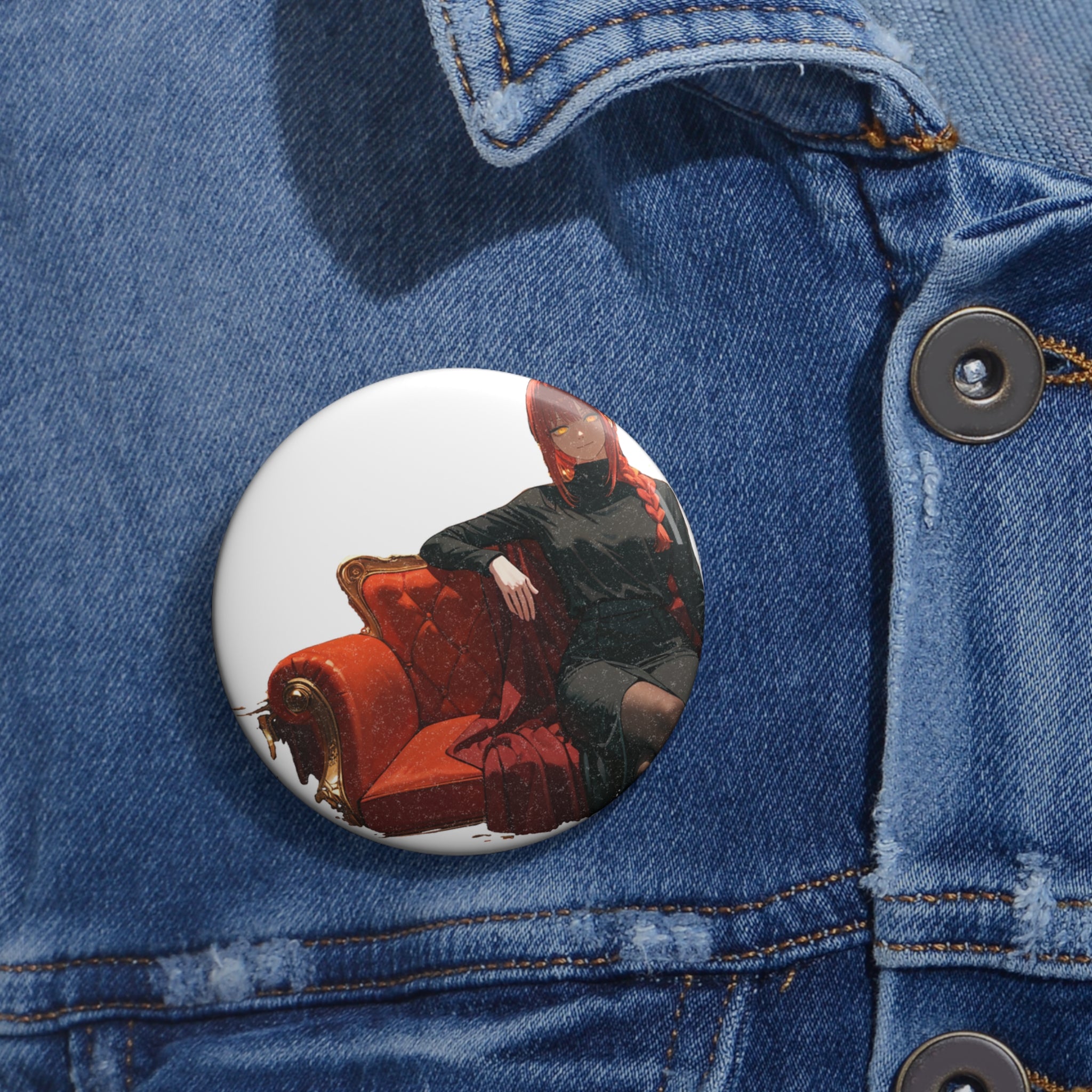 Makima Chainsaw Man Anime Pin Button Boudoir Pinup Fan Art Badge Boudoir Pt. 1