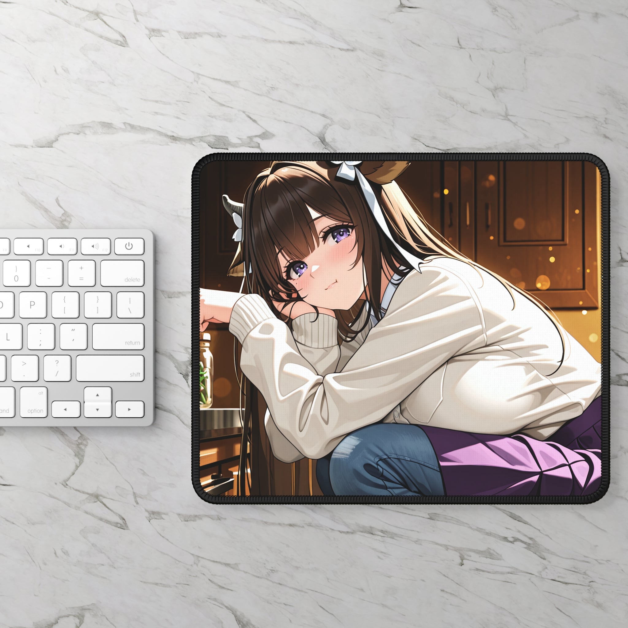 Kashino Azur Lane Anime Mouse Pad | Soft Cute Varsity Jacket Kitchen Desk Mat