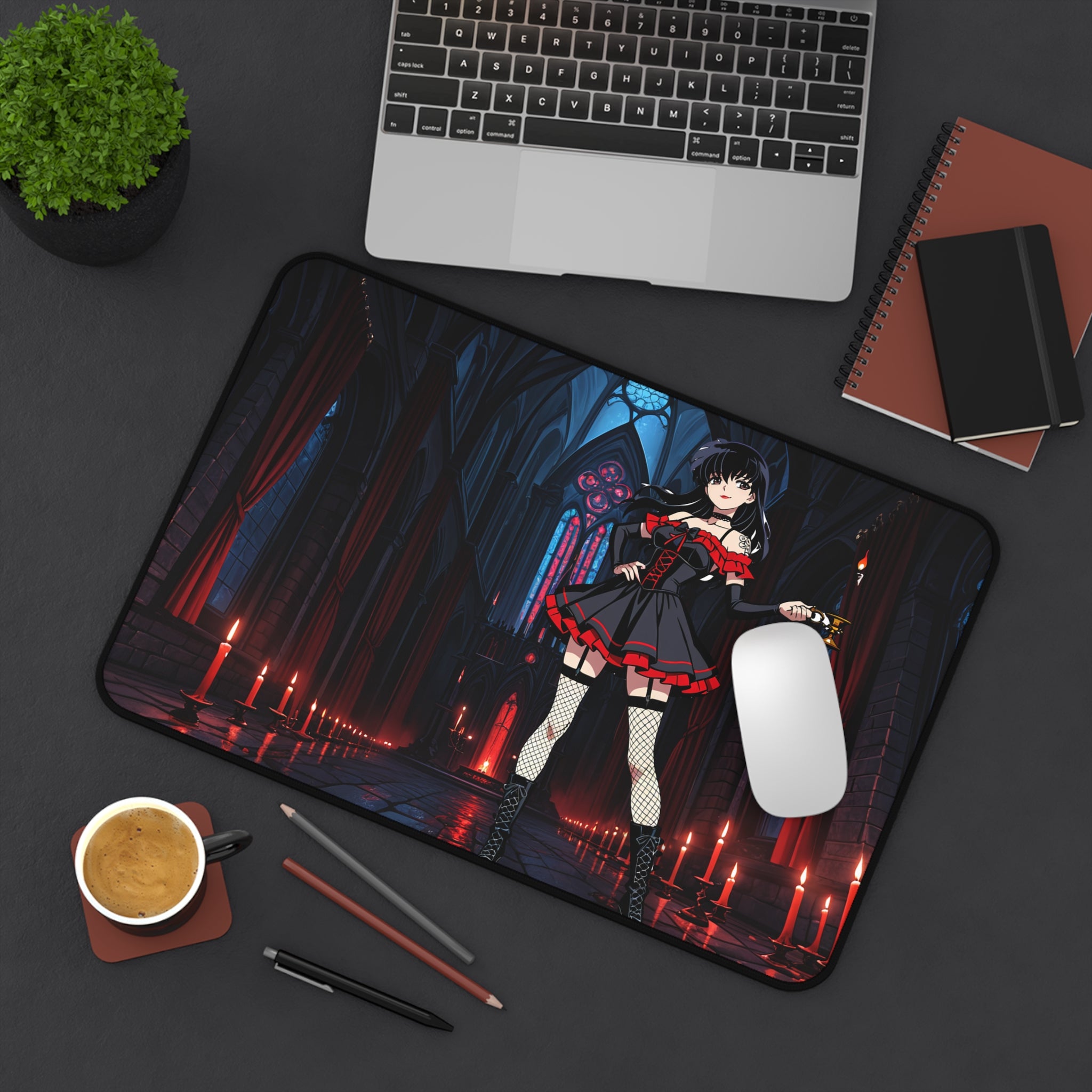 Kagome Inuyasha Gothic Spicy Anime Desk Mat | Dark Pinup XL Mouse Pad