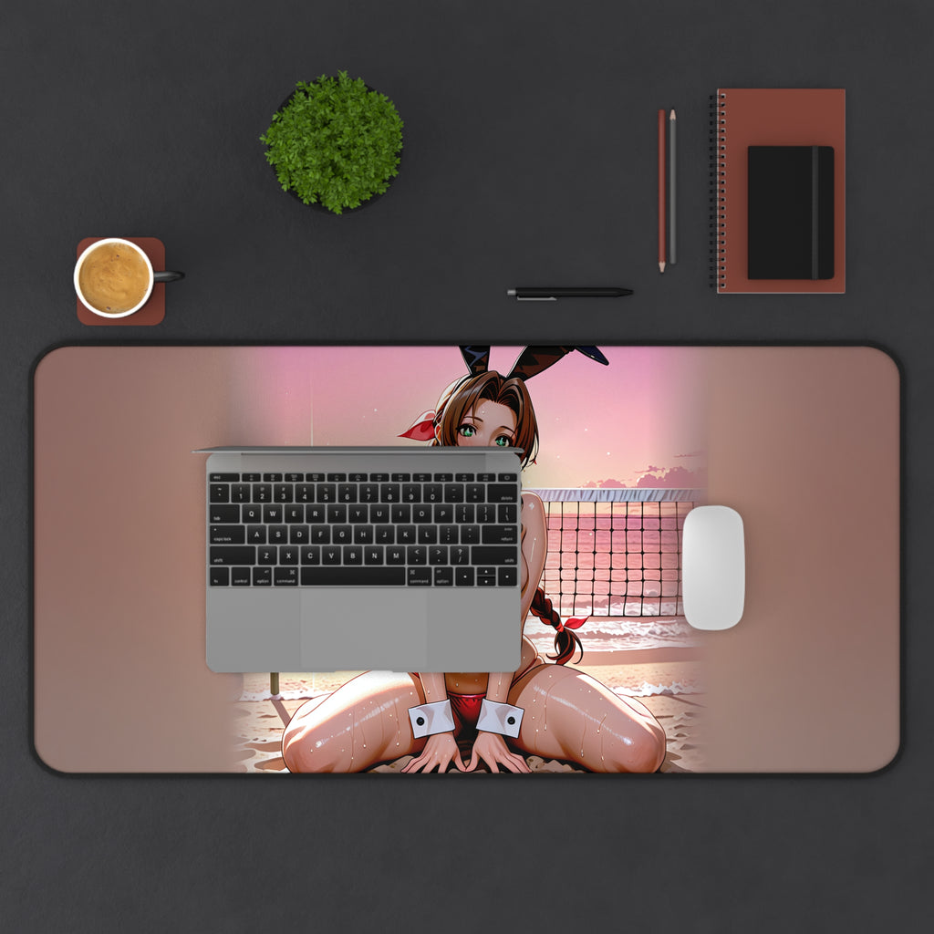 Aerith FF7 Bunny Girl Desk Mat Spicy Pinup Beach Edition — Bunny Girls Pt. 8