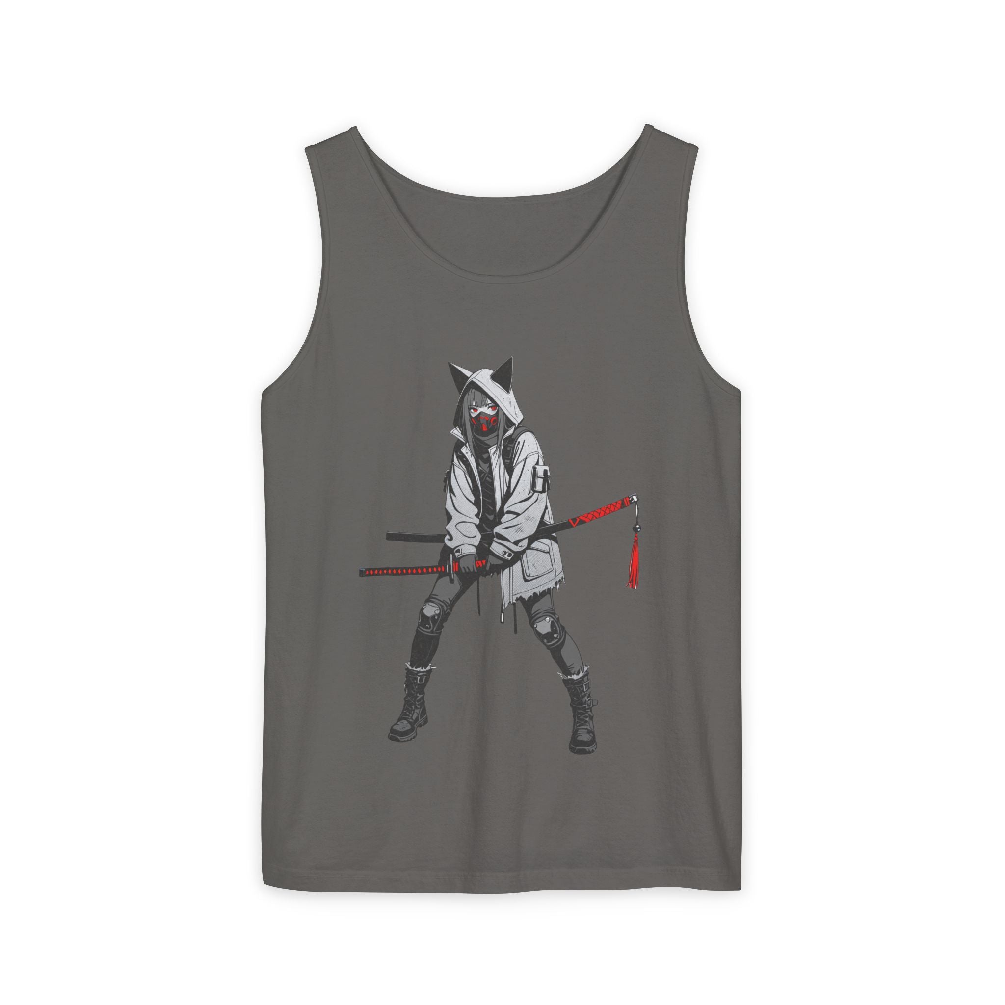 Anime Streetwear Tank Top | Kitsune Ronin Swordswoman Graphic