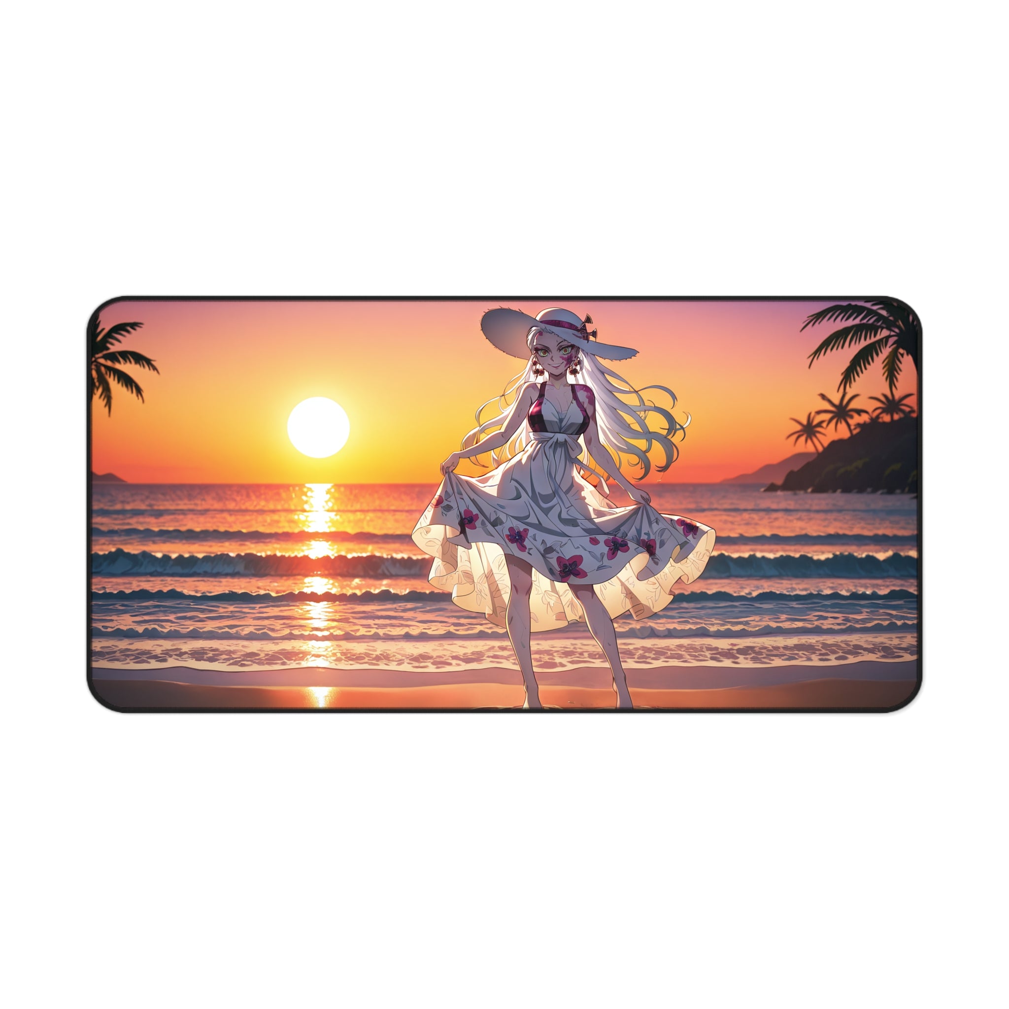 Daki Demon Slayer Desk Mat Sunset Beach Anime Pinup Mouse — Beach Babes Pt. 2