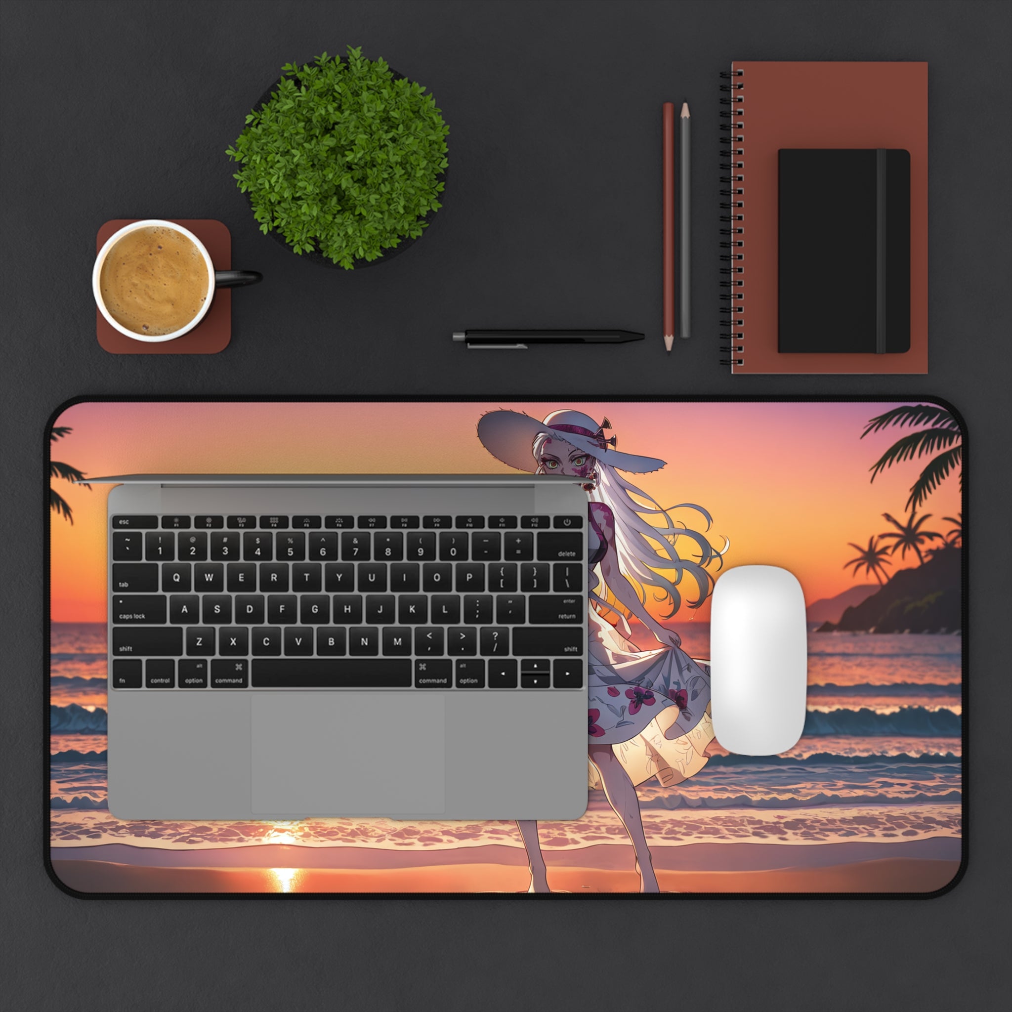 Daki Demon Slayer Desk Mat Sunset Beach Anime Pinup Mouse — Beach Babes Pt. 2