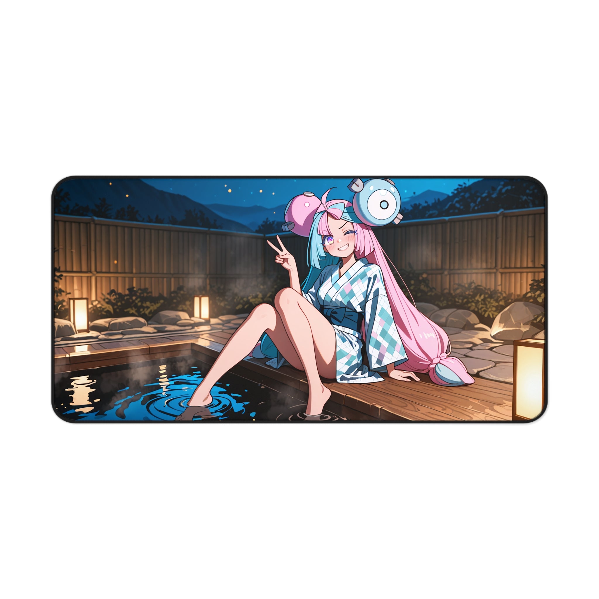 Iono Anime Desk Mat Moonlit Onsen Fan Art XL Mouse Pad — Onsen Pt. 2