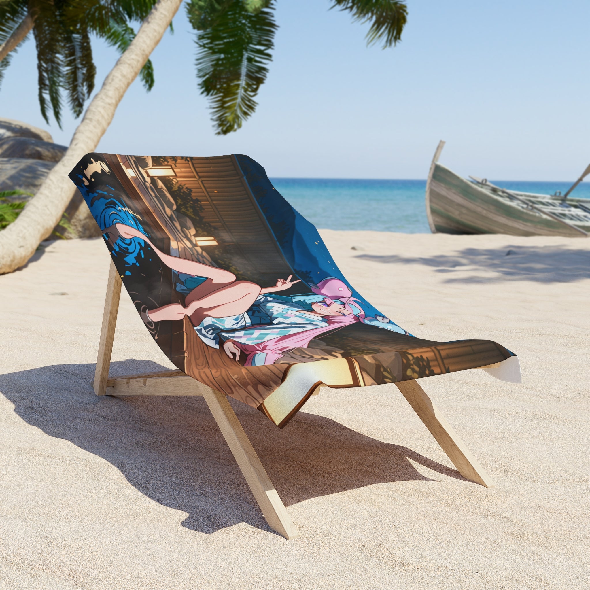 Iono Fan Art Beach Towel Moonlit Onsen Scene — Onsen Pt. 2