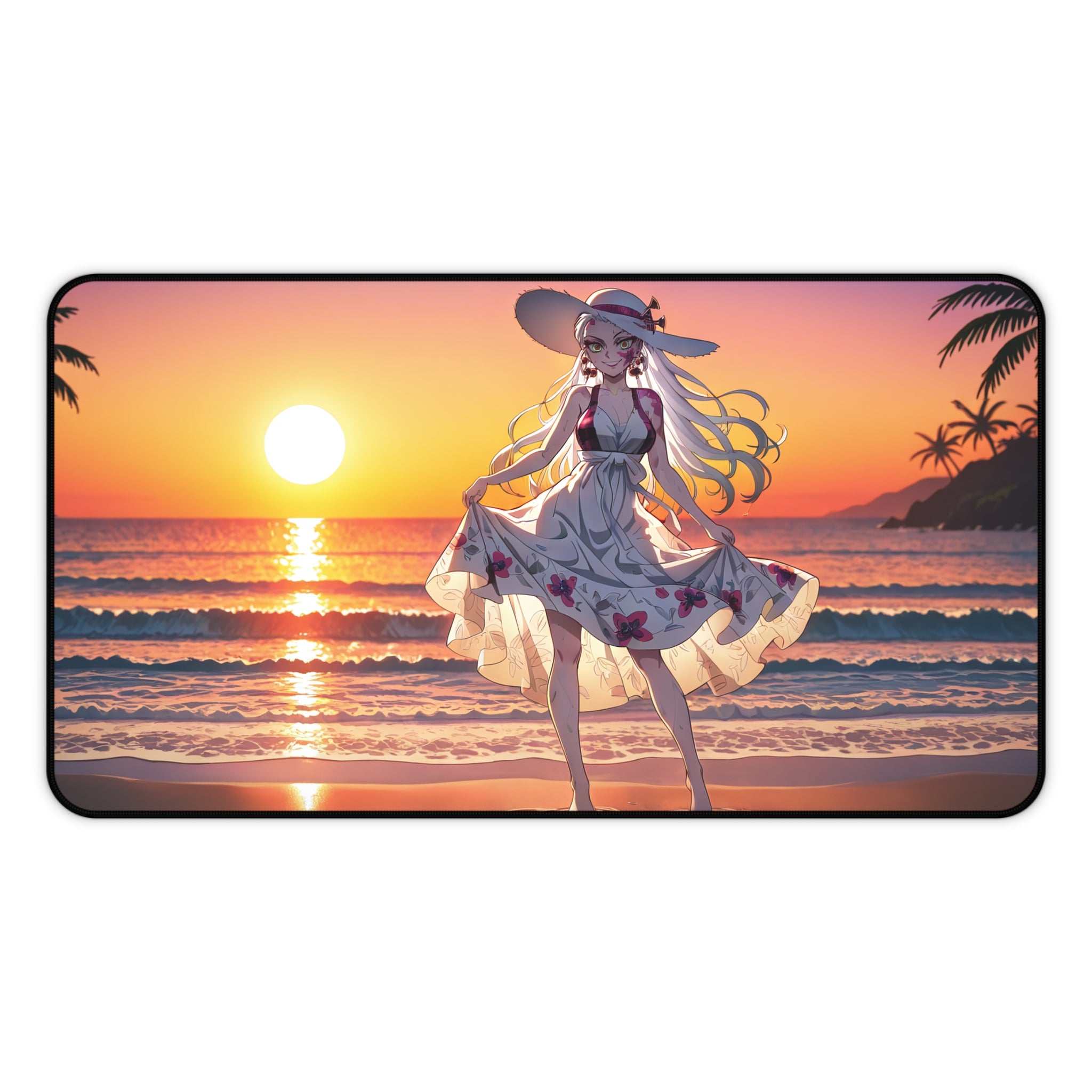 Daki Demon Slayer Desk Mat Sunset Beach Anime Pinup Mouse — Beach Babes Pt. 2
