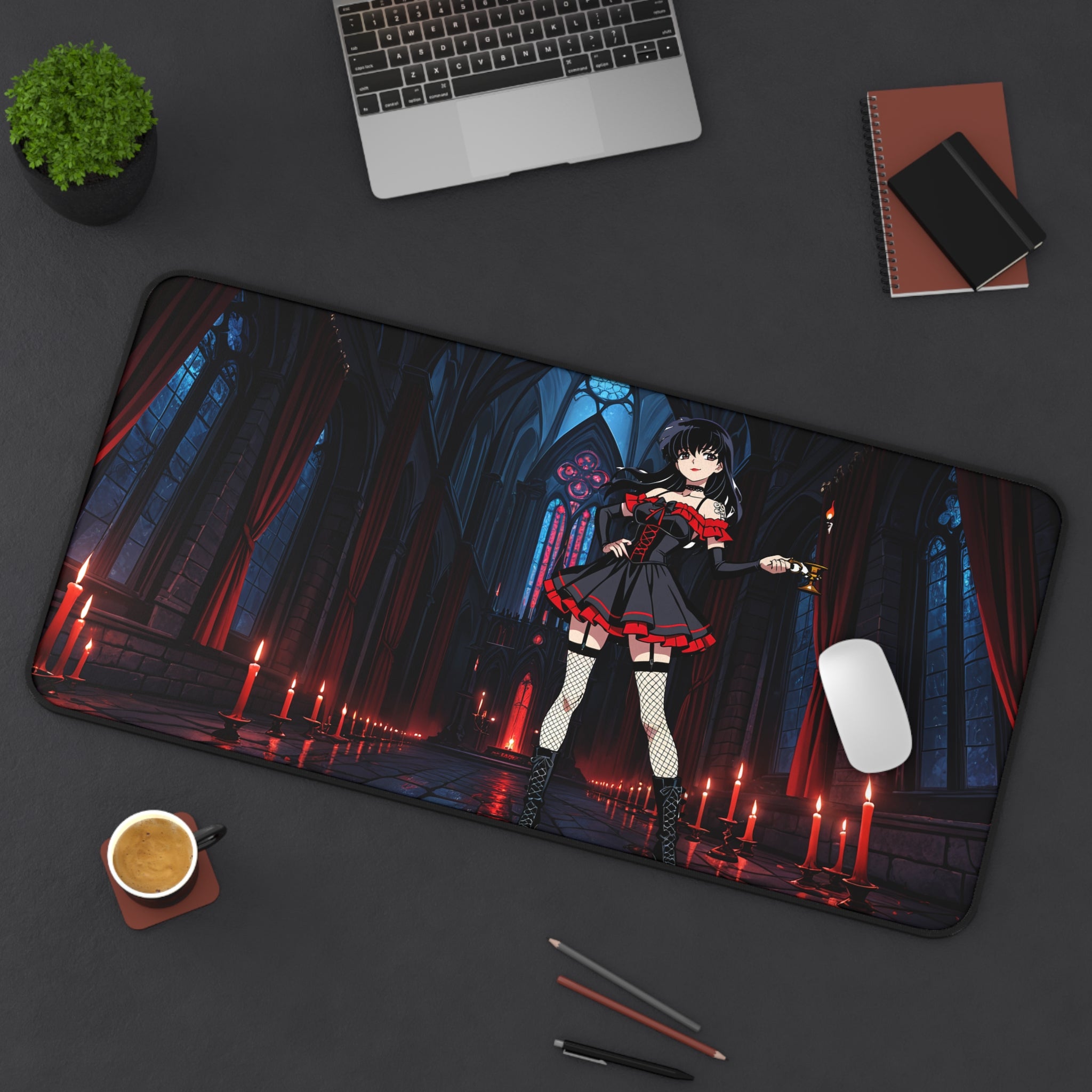 Kagome Inuyasha Gothic Spicy Anime Desk Mat | Dark Pinup XL Mouse Pad