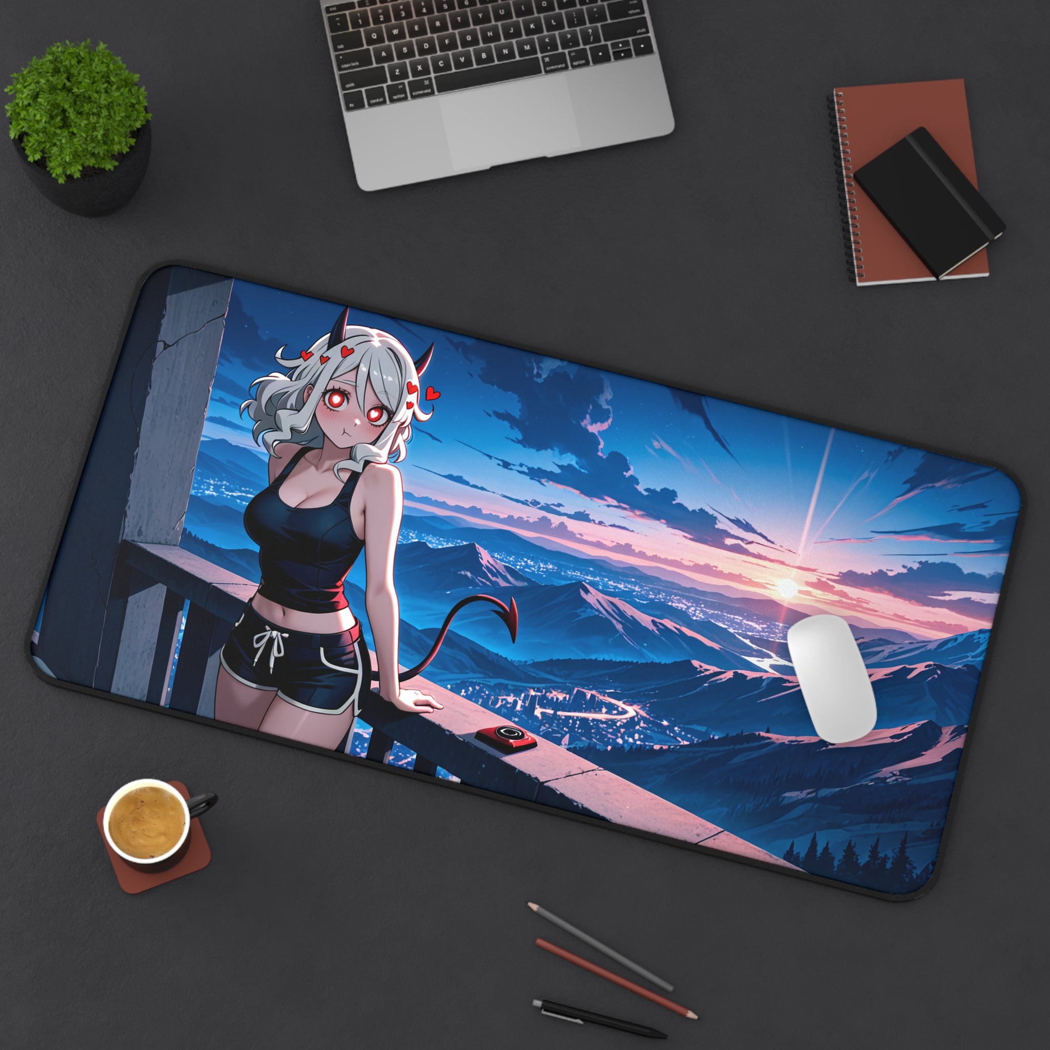 Modeus Helltaker Anime Desk Mat | Pinup Fan Art XL Gaming Mouse Pad