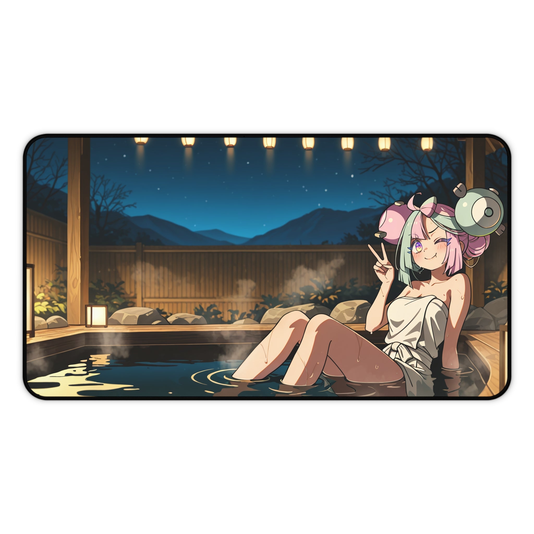 Iono Spicy Anime Desk Mat Moonlit Onsen Pinup XL Mouse Pad — Onsen Pt. 2