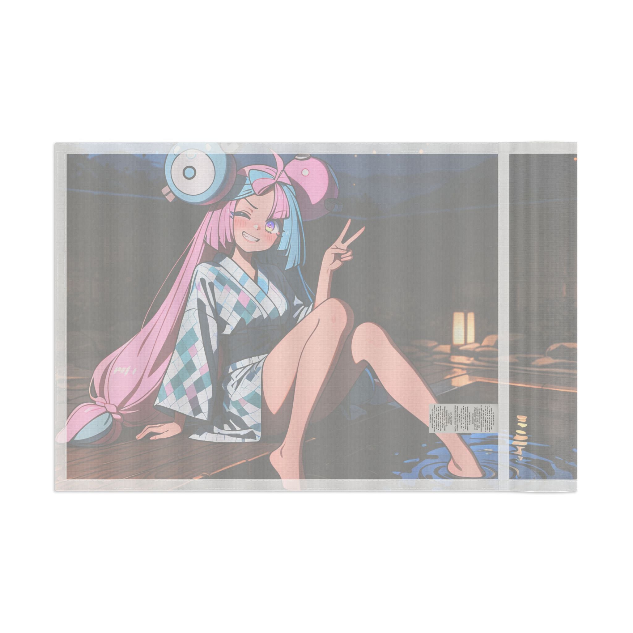 Iono Anime Wall Flag Moonlit Onsen Scene — Onsen Pt. 2